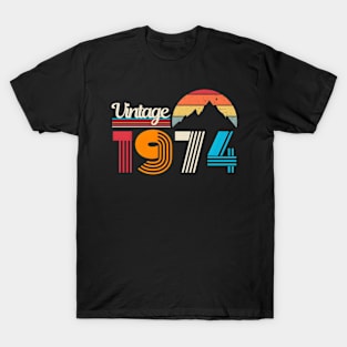 Vintage 1974 | Retro Sunset Typography,Awesome Since 1974 T-Shirt